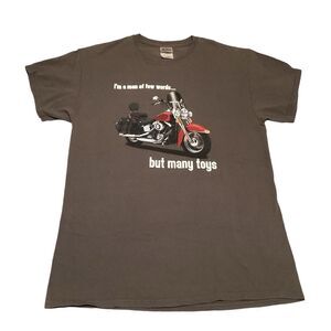Funny Motorcycle T-Shirt 'I'm a man of few words... but many‎ toys' Graphic Tee
